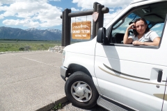 RV by the Grand Teton Sign
