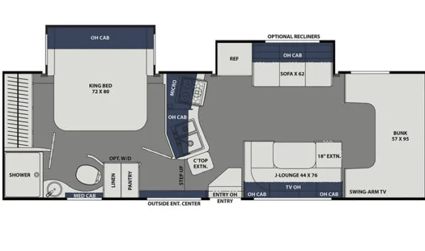 Class C RVs With King Bed Floorplan With Comparison Table